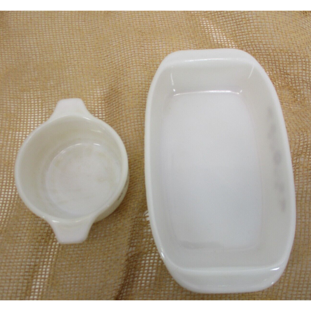 Lot 2 Vintage 1960s Dynaware  Milk Glass Brown Daisy like pyrex  Pyr-O-Rey bowl - Picture 3 of 7